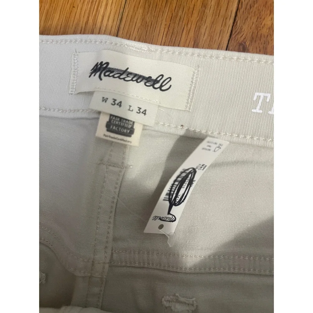 MADEWELL The Allday 1991 Straight Pant 34x34 Cream Off White Chino NEW NS352